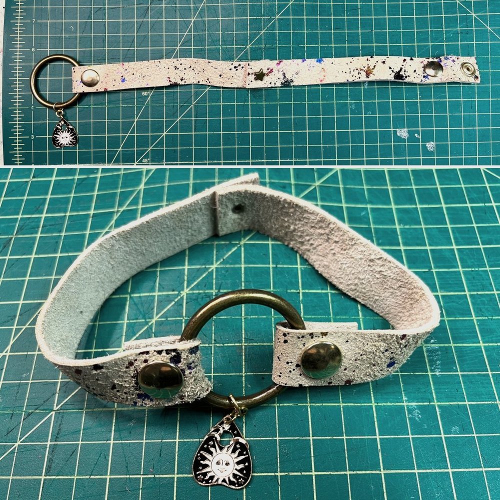 Leather Rainbow Suede O-ring Collar Sun Planchette Like Dolls Kill